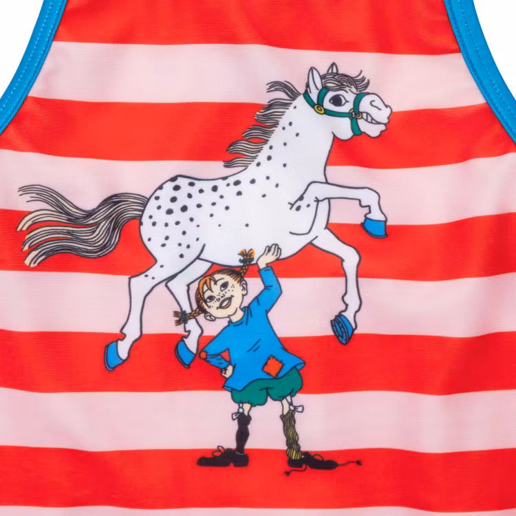 Pippi Superstark baddräkt röd