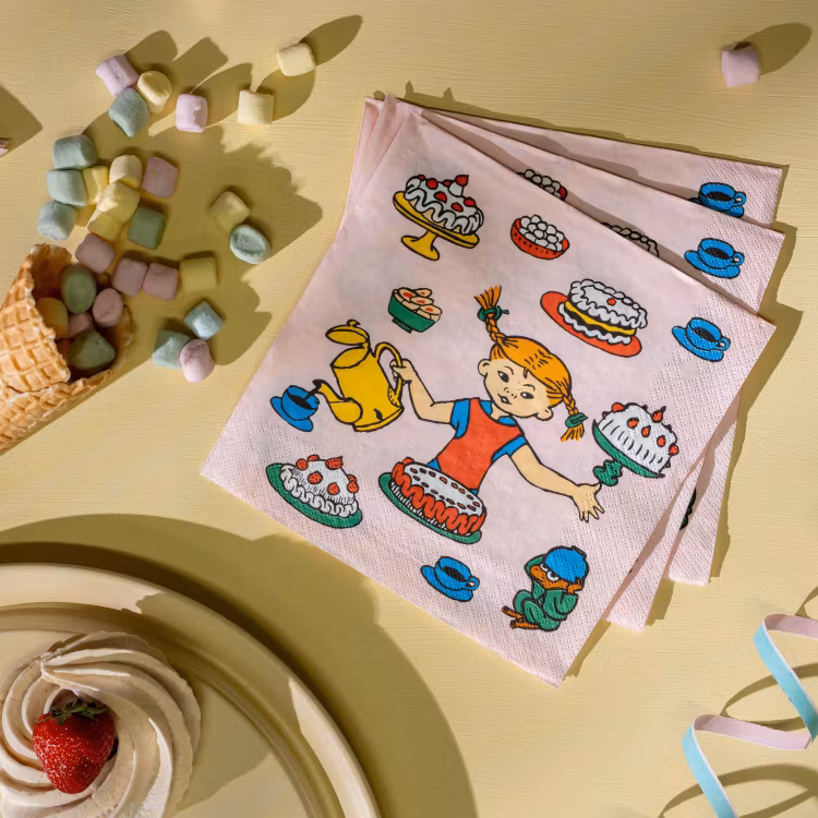 Pippi Servetter 20-pack Födelsedag rosa