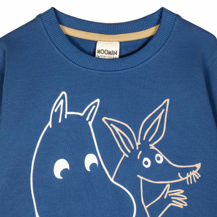 Mumin Hej Sniff collegetröja mörkblå