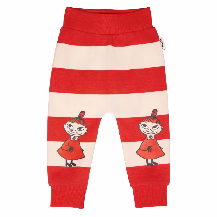 Mumin Snäckstrand byxa baby röd/vit