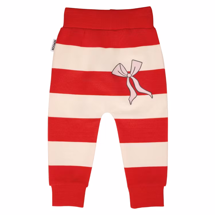 Mumin Snäckstrand byxa baby röd/vit