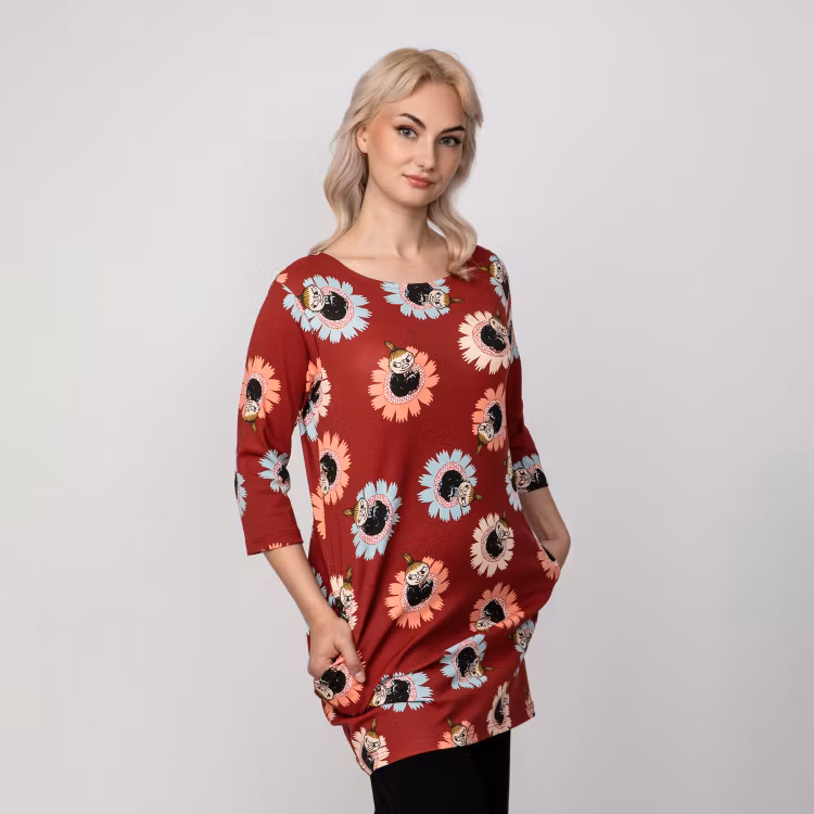 Mumin Hilda tunika Blommig röd