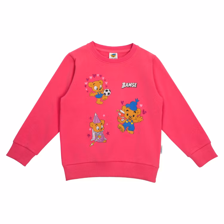 Bamse Nalle-Maja collegetröja fuchsia