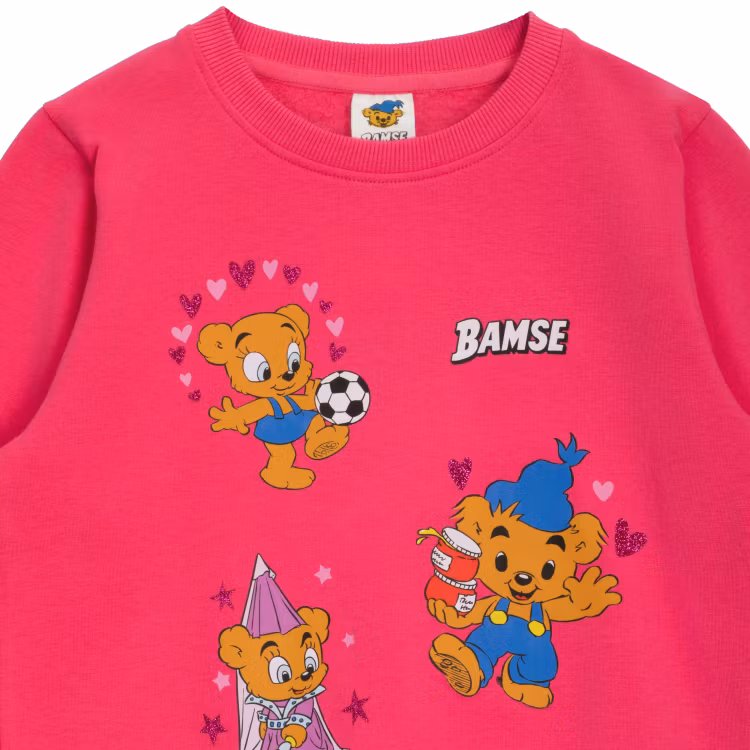 Bamse Nalle-Maja collegetröja fuchsia