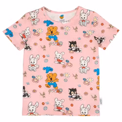 Bamse och blommor t-shirt rosa