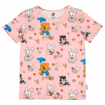 Bamse och blommor t-shirt rosa