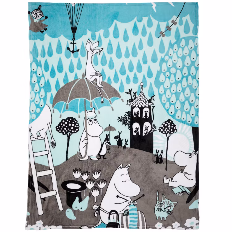 Mumin Höstdag Fleecefilt aqua
