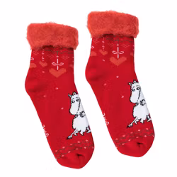 Mumin Vinterhjärta fluffiga sockor röda