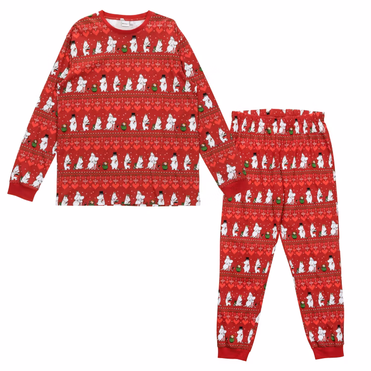 Mumin Pyjamas Vinterhjärta herr mörkröd