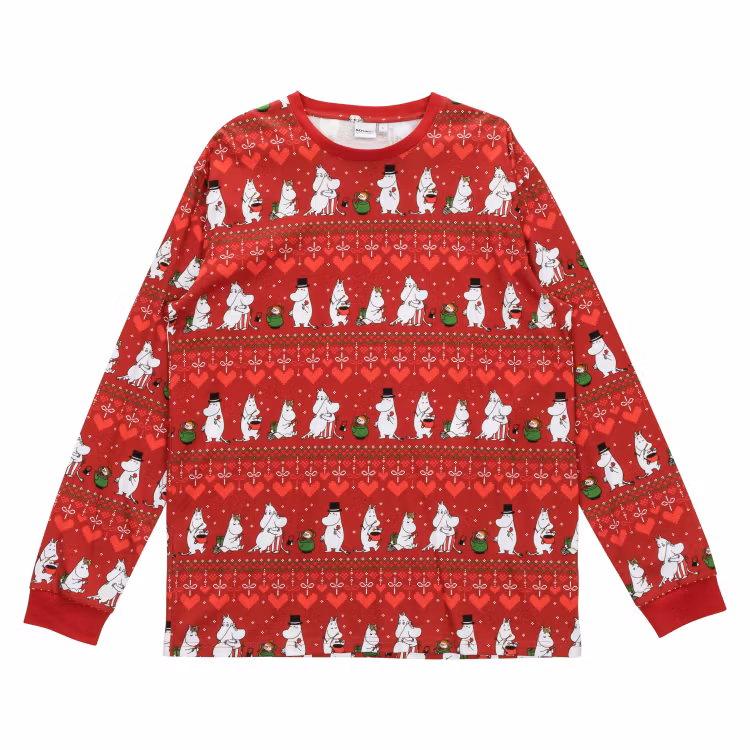 Mumin Pyjamas Vinterhjärta herr mörkröd