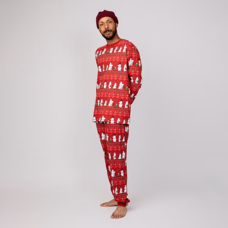 Mumin Pyjamas Vinterhjärta herr mörkröd
