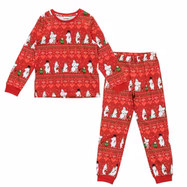 Mumin Vinterhjärta pyjamas barn mörkröd - Stl. 122/128cl