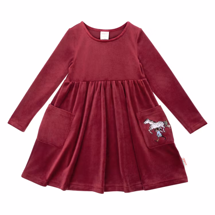Pippi Hästen velourklänning Burg
