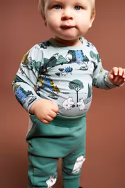 Mumin Vilostund collegebyxa baby grön