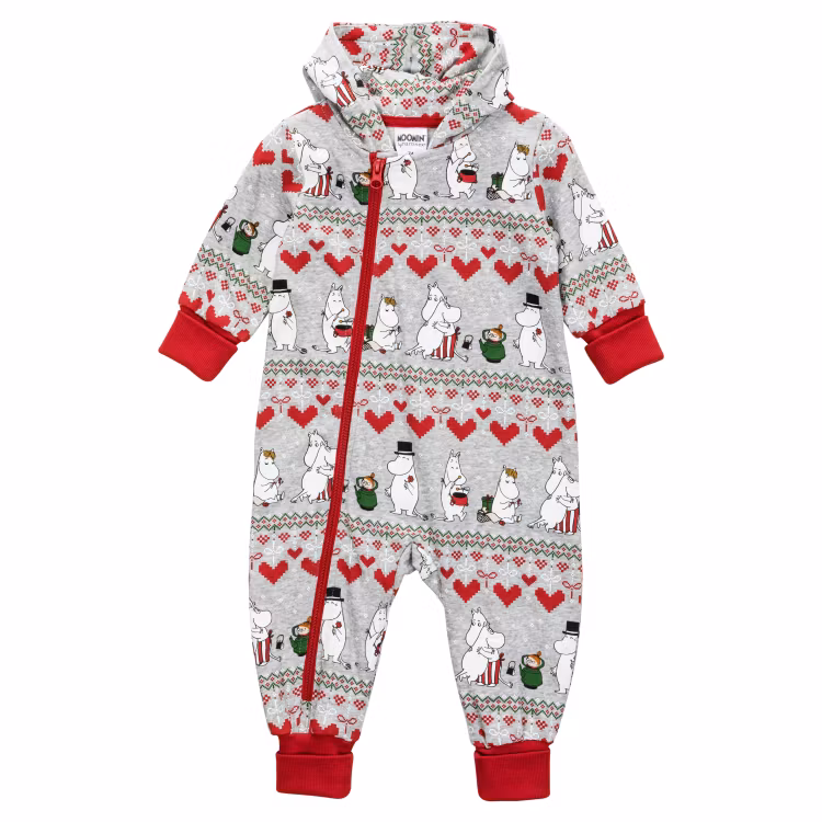 Mumin Vinterhjärta overall baby grå