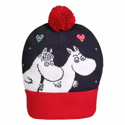Mumin Lumi stickad mössa Jul röd