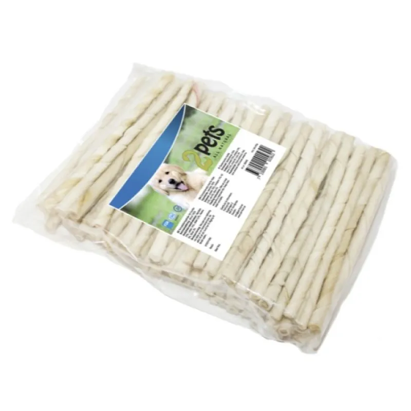 2pets Tuggpinne vriden vit, 12 cm 100-pack
