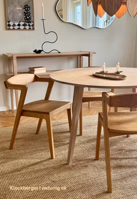 Runt Matbord i massiv björk - Klockberget