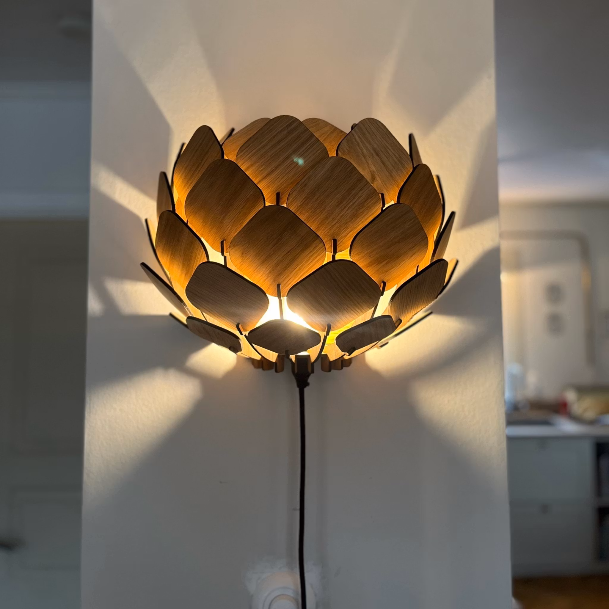 Vägglampa i trä - Hjortron