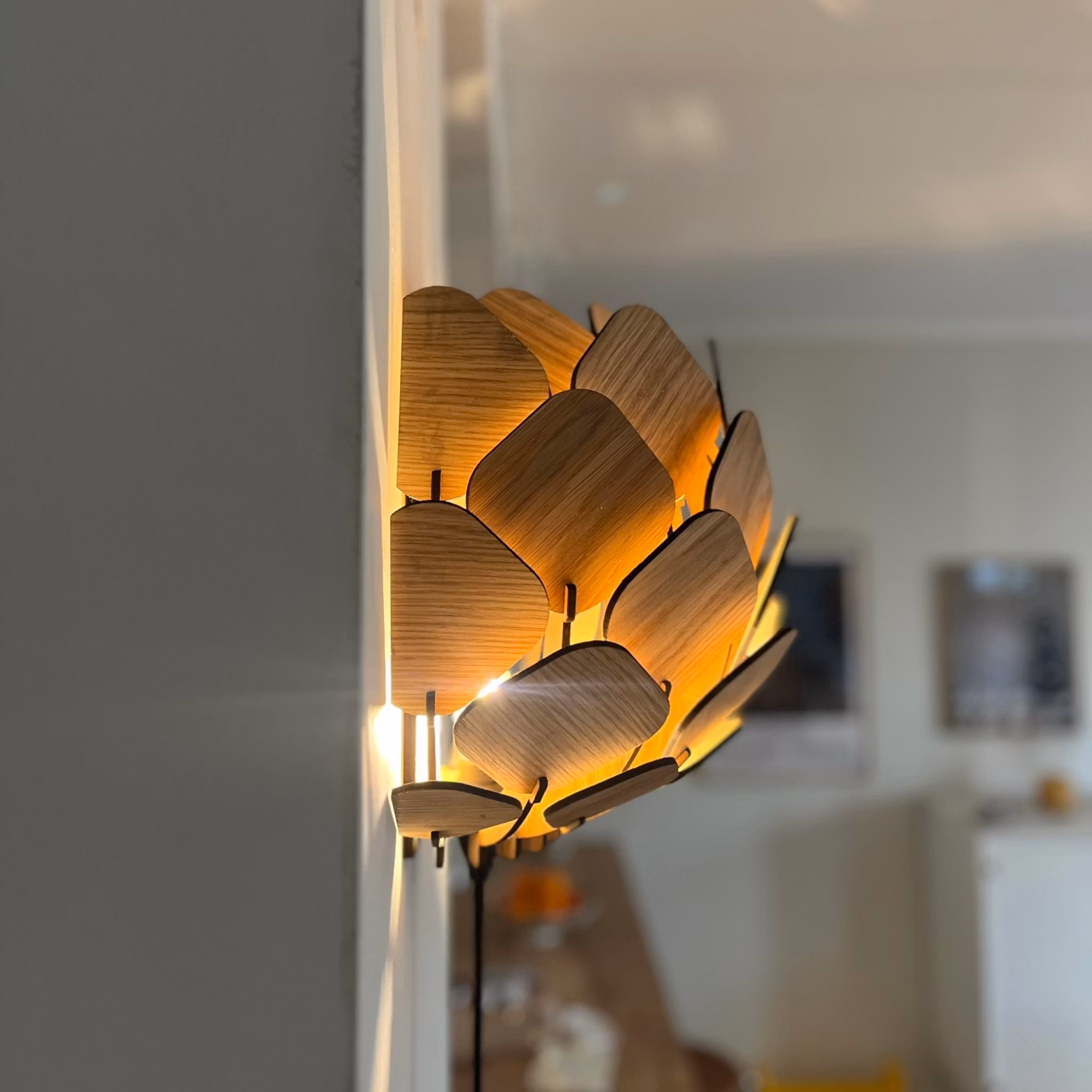 Vägglampa i trä - Hjortron