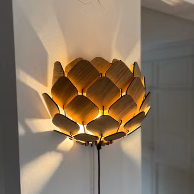 Vägglampa i trä - Hjortron