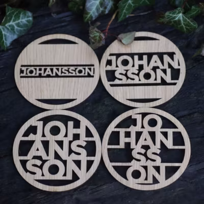 Personliga drinkunderlägg i trä - 6-pack