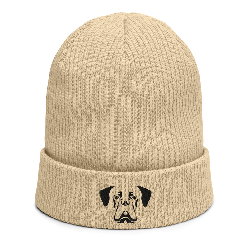Organic ribbed beanie - black dog man