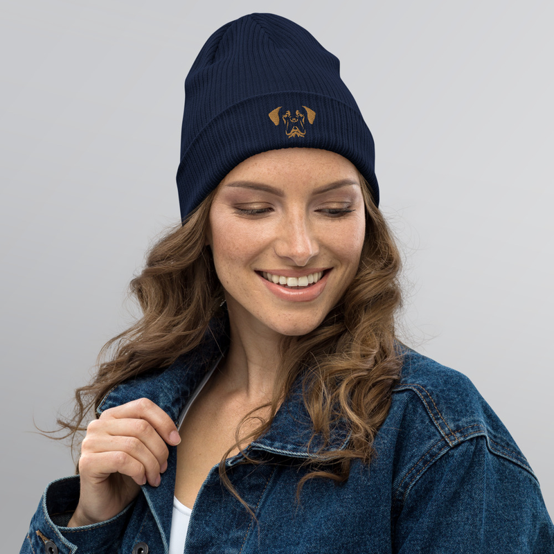 Organic ribbed beanie - Gold dog W