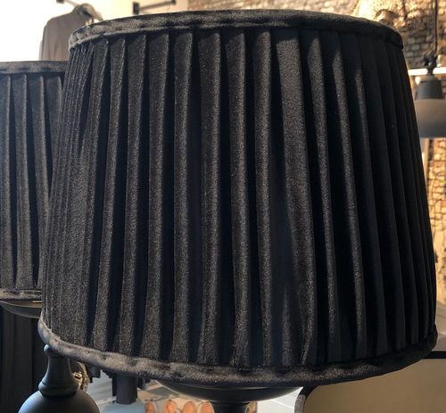 Lampskärm veckad sammet svart