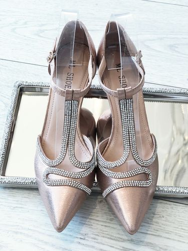 Pumps roseguld med strass