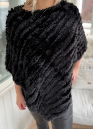 Fuskpäls poncho svart
