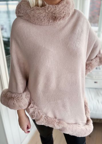 Poncho fuskpäls puderrosa