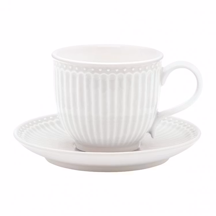 Greengate Cup & saucer Alice white