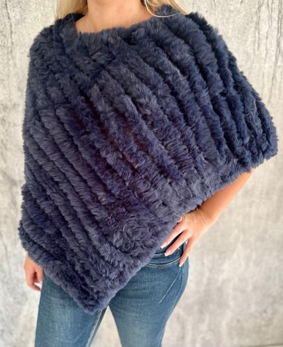 Fuskpäls poncho mörkblå