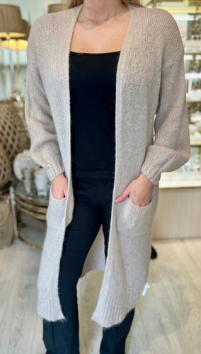 Lång cardigan beige