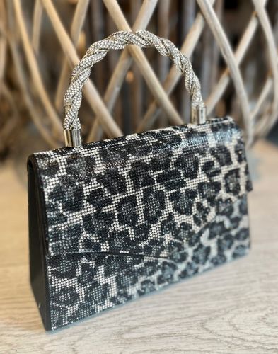 Väska strass leopard