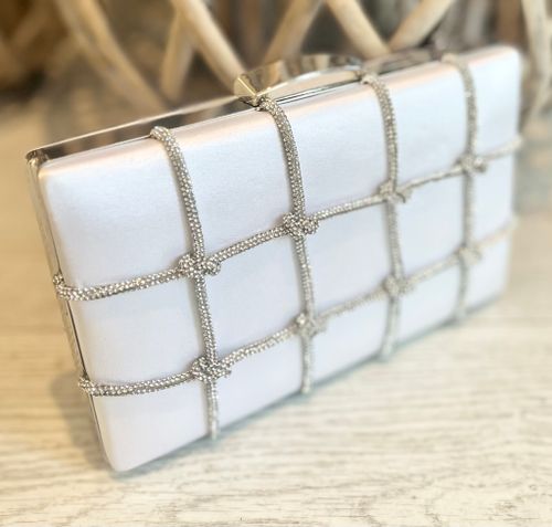Väska strass silvervit