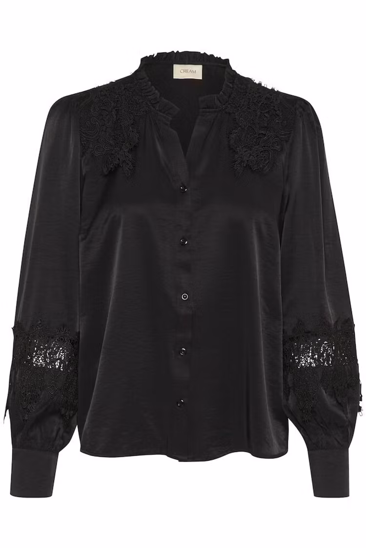 Cream Luna Lace shirt pitch black