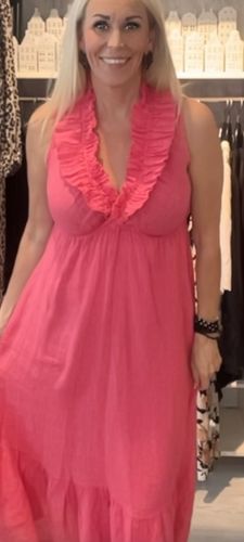 Linneklänning Zara cerise