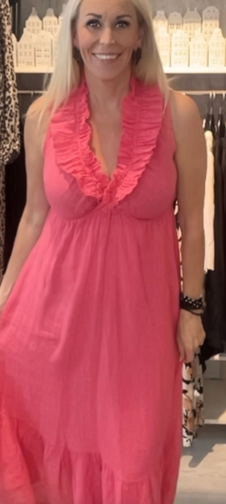Linneklänning Zara cerise