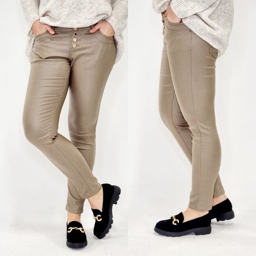 Place du jour fuskskinnbyxa taupe
