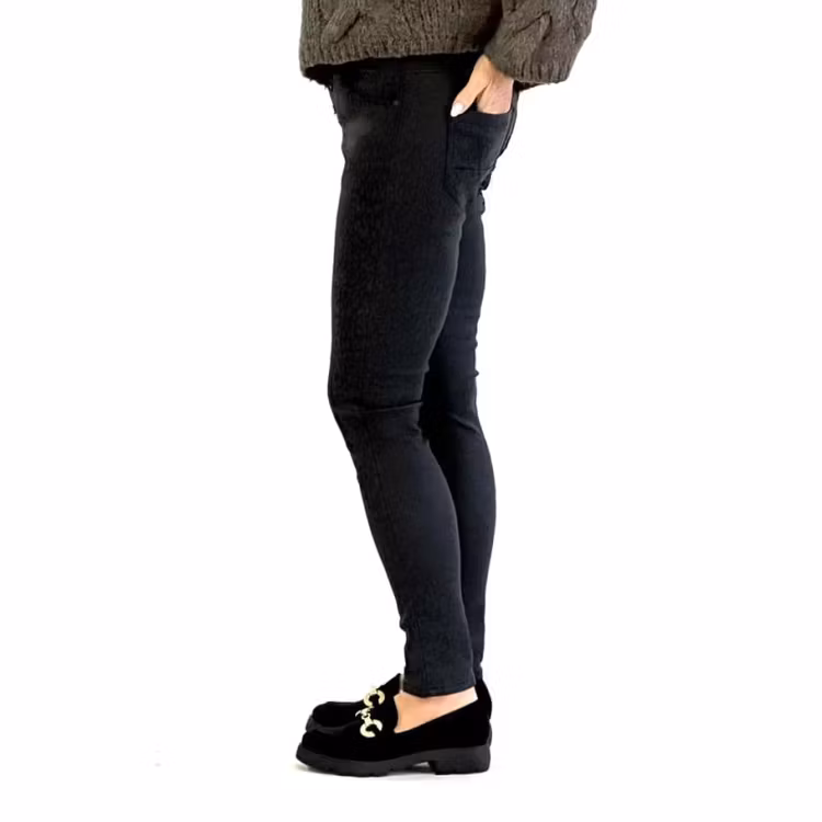 Place du jour fuskskinnbyxa svart leopard