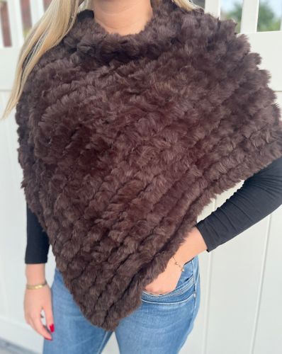 Fuskpäls poncho mörkbrun