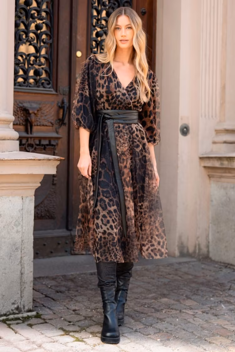 Capri Collection Priscilla Tulle dress hazel black leopard