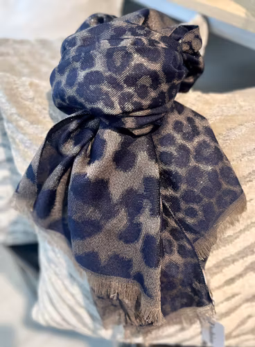 Scarf Leopard mörkblå