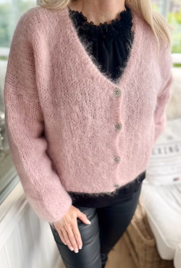 Cardigan kid mohair ljusrosa