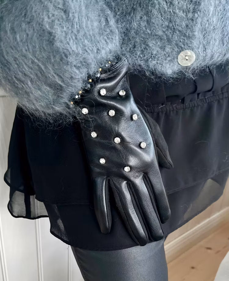 Handskar strass svart