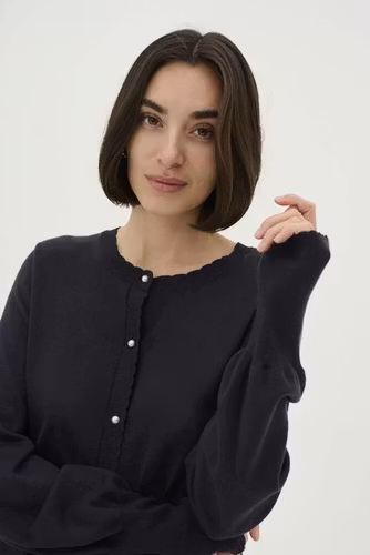 Culture Annemarie scallop cardigan salute mörkblå