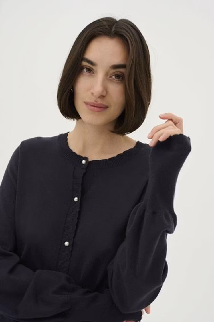 Culture Annemarie scallop cardigan salute mörkblå