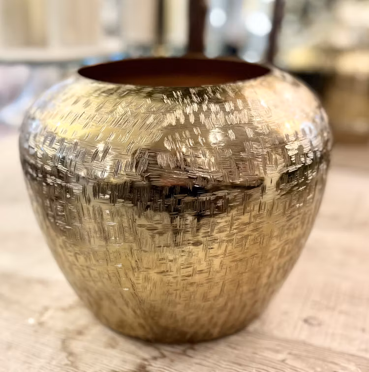 Vas/kruka rund guld aluminium